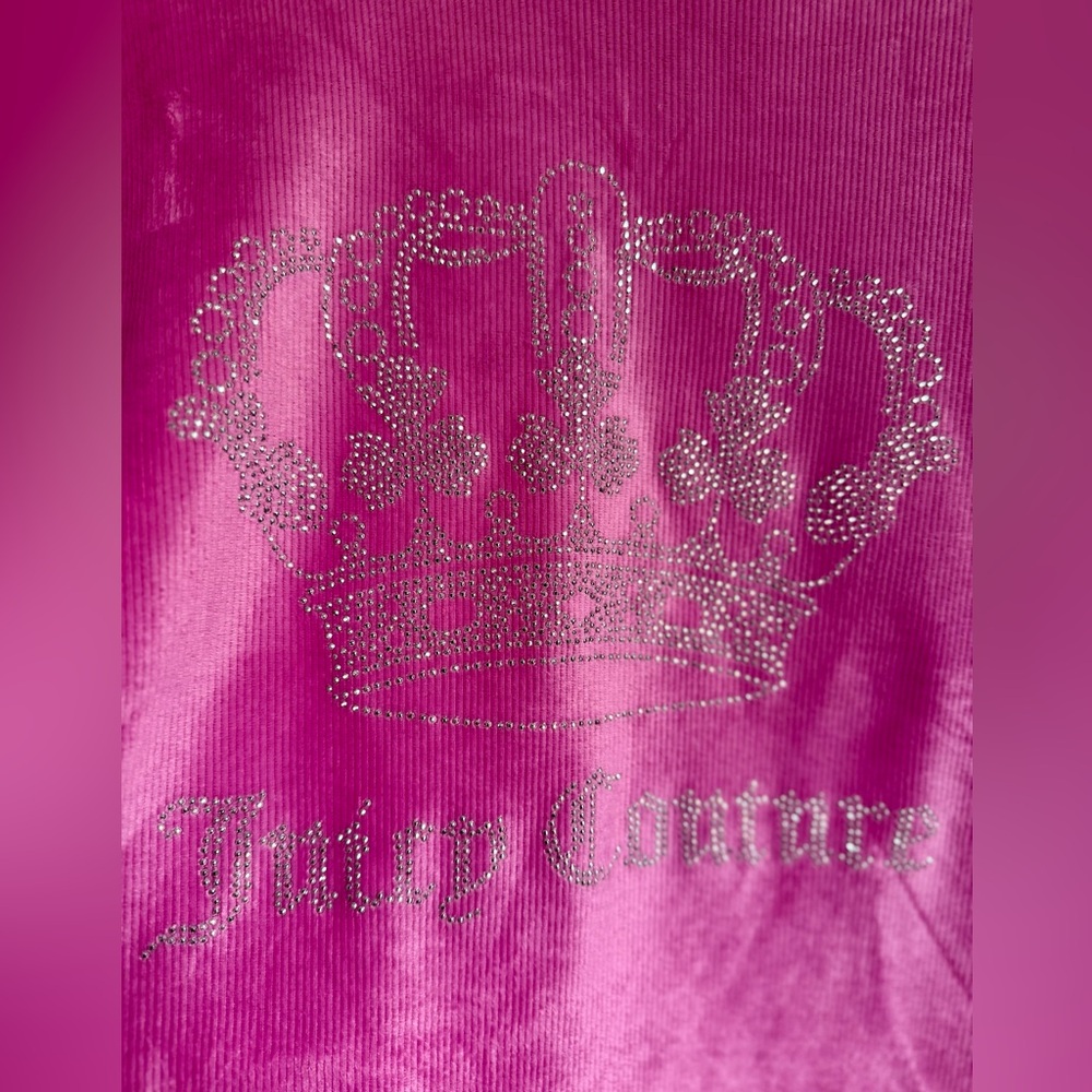 Juicy Couture Pink Rhinestone Crown Top Y2K Baby Tee XL Bratz Barbiecore - Picture 3 of 6